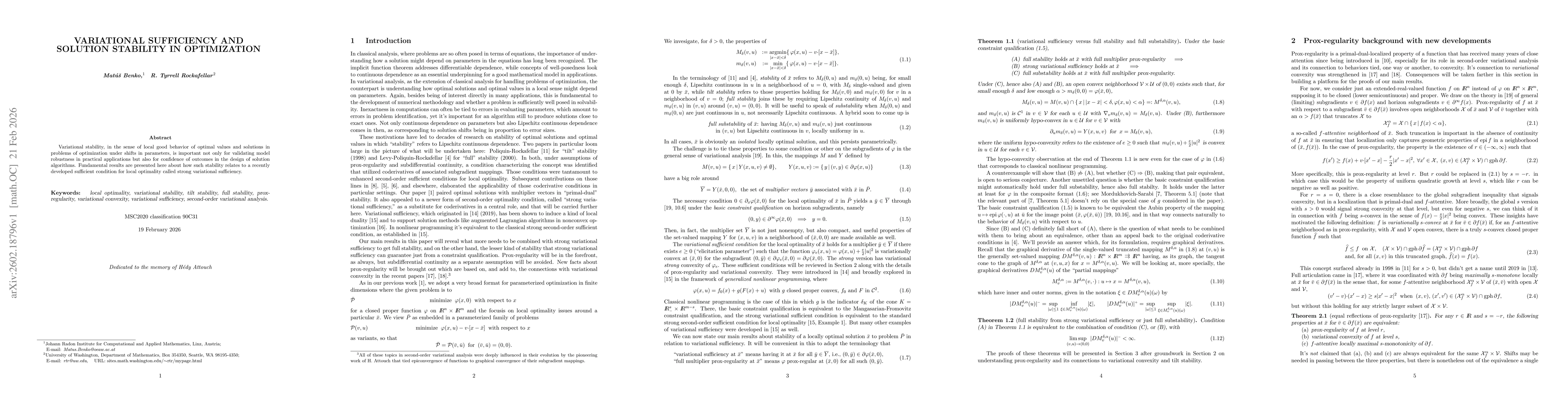 Thumbnail for Variational Sufficiency and Solution Stability in Optimization