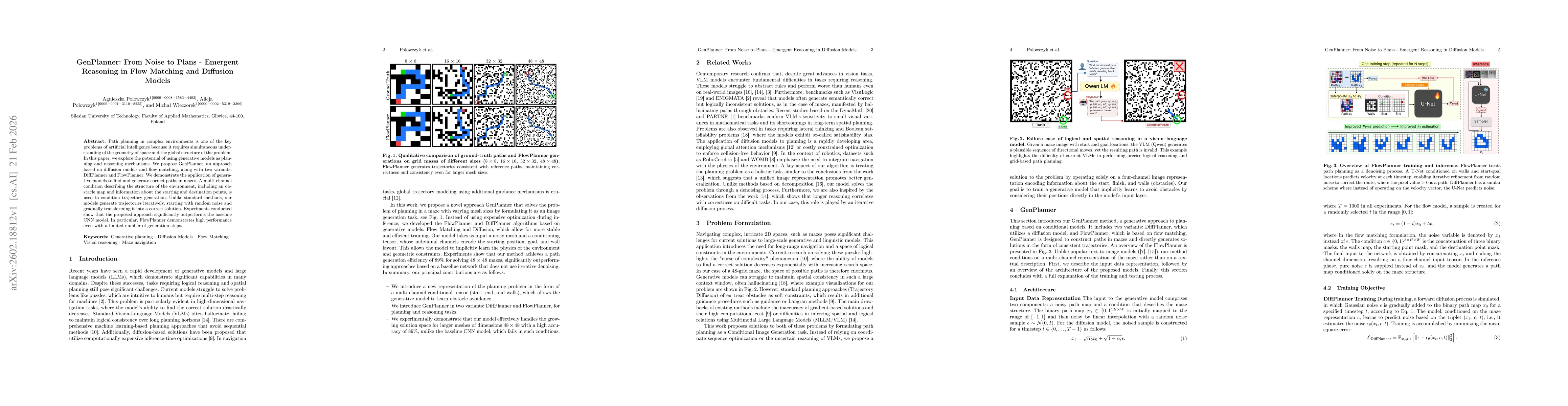 Thumbnail for GenPlanner: From Noise to Plans -- Emergent Reasoning in Flow Matching and Diffusion Models