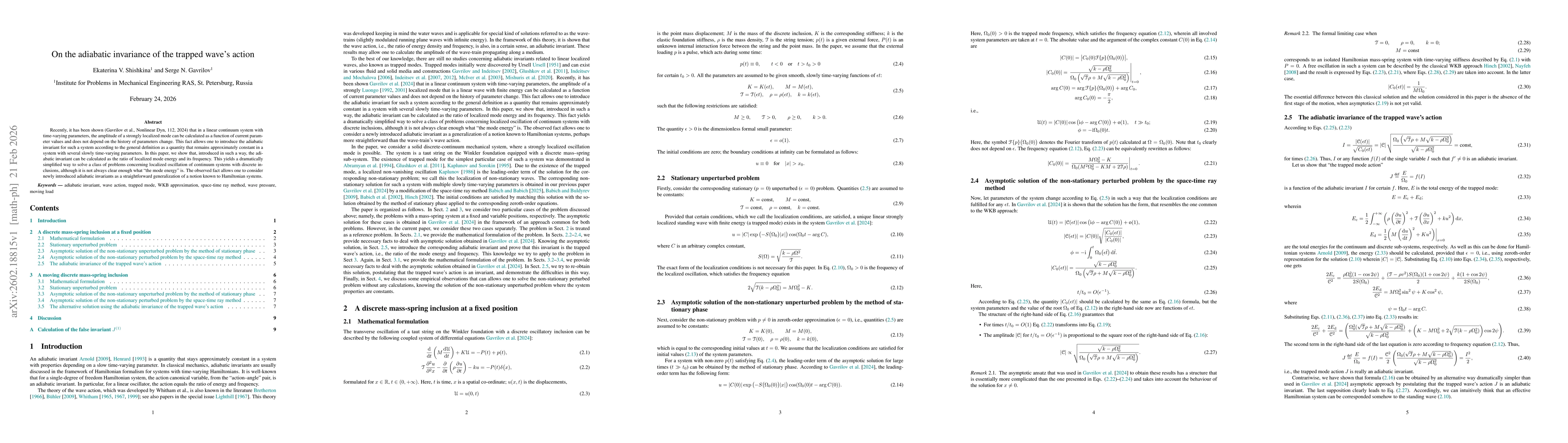 Thumbnail for On the adiabatic invariance of the trapped wave's action