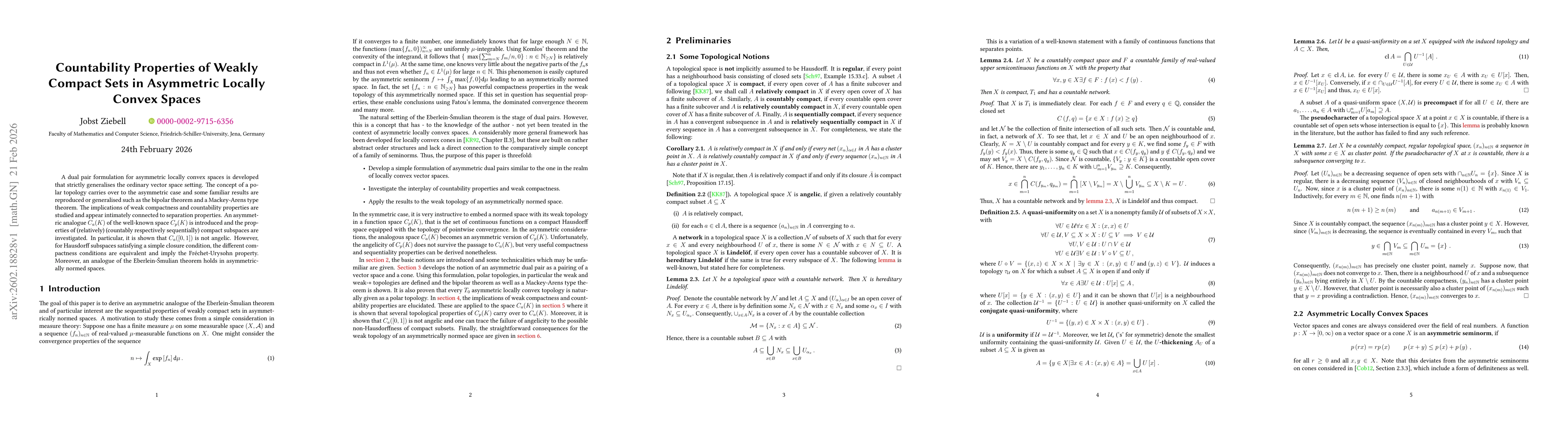 Thumbnail for Countability Properties of Weakly Compact Sets in Asymmetric Locally Convex Spaces