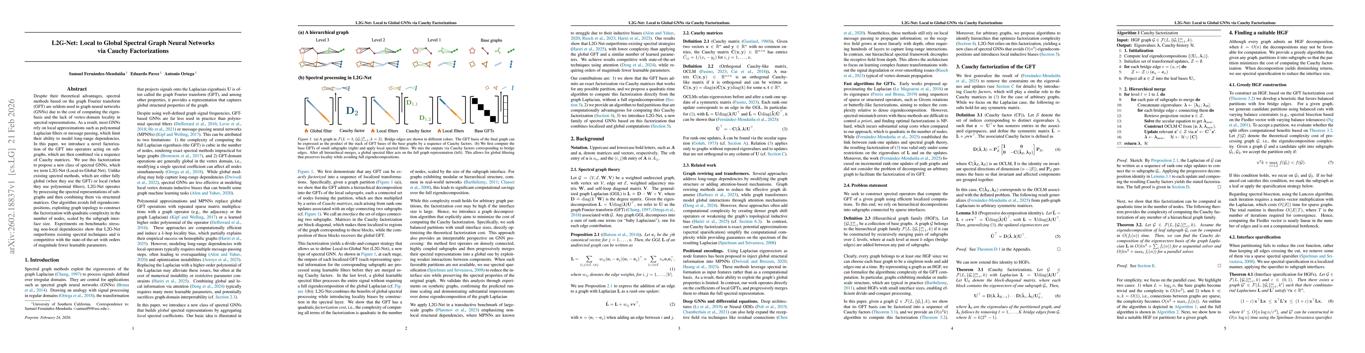 Thumbnail for L2G-Net: Local to Global Spectral Graph Neural Networks via Cauchy Factorizations