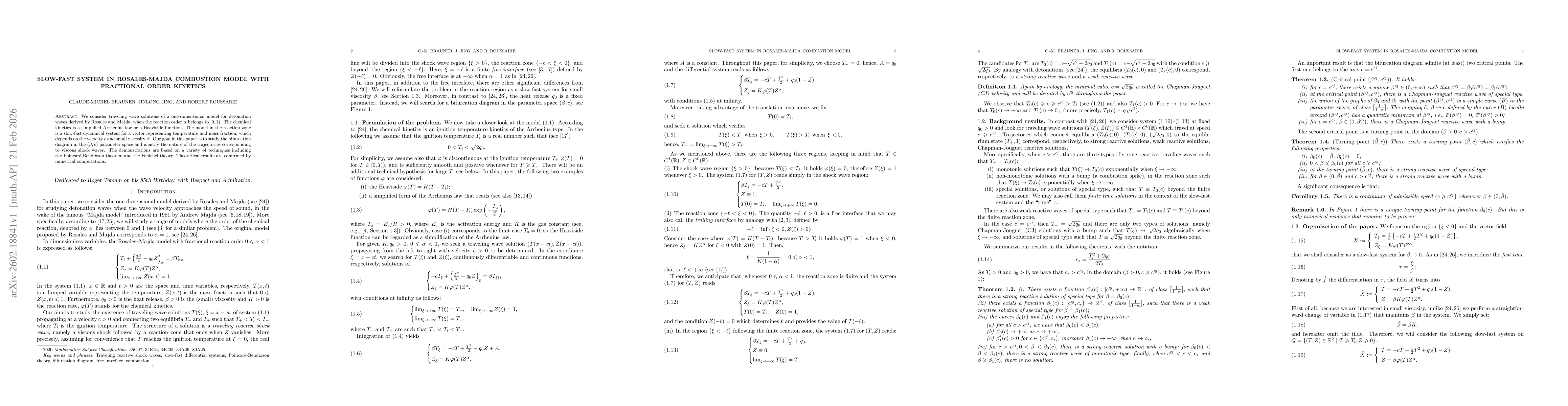 Thumbnail for Slow-fast system in Rosales-Majda combustion model with fractional order kinetics