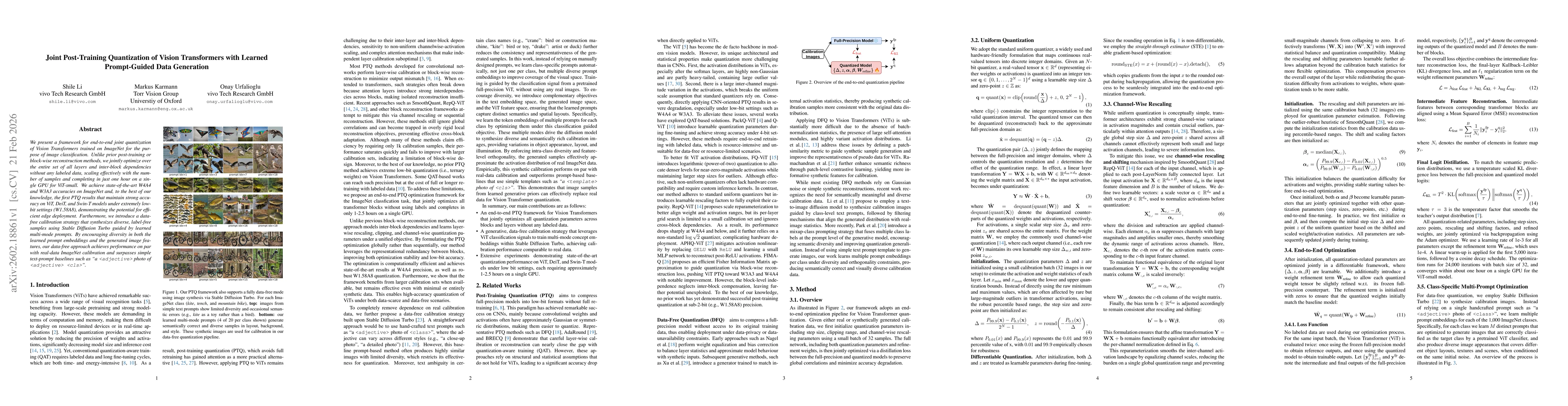 Thumbnail for Joint Post-Training Quantization of Vision Transformers with Learned Prompt-Guided Data Generation