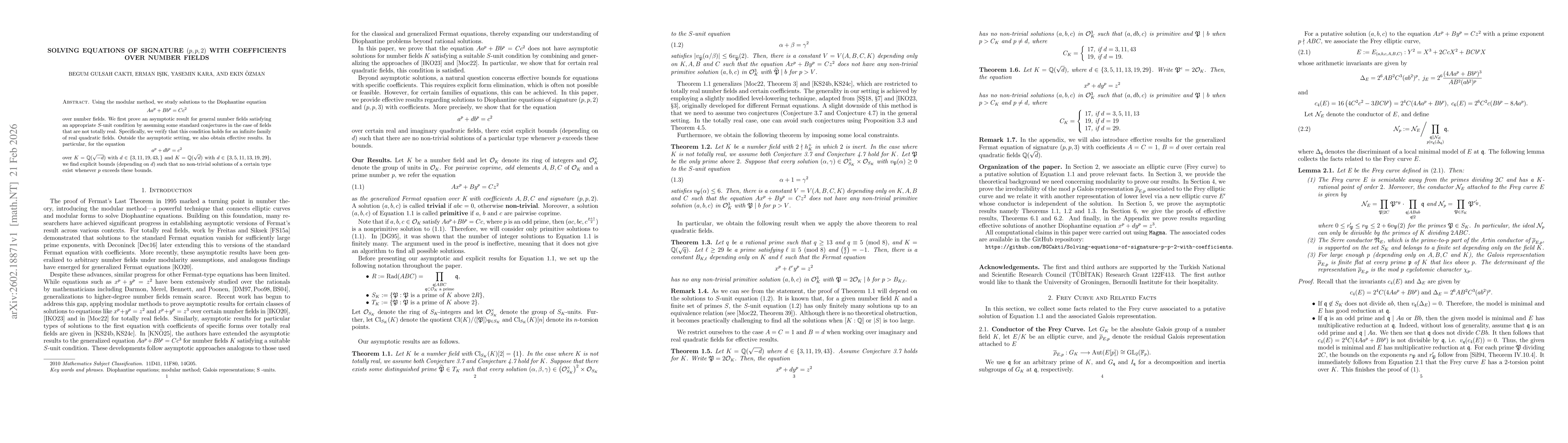 Thumbnail for Solving equations of signature $(p,p,2)$ with coefficients over number fields