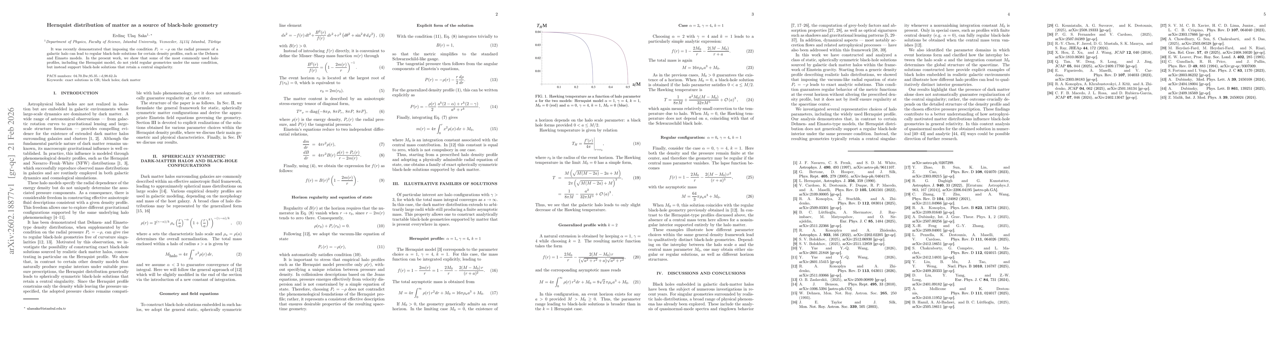 Thumbnail for Hernquist distribution of matter as a source of black-hole geometry