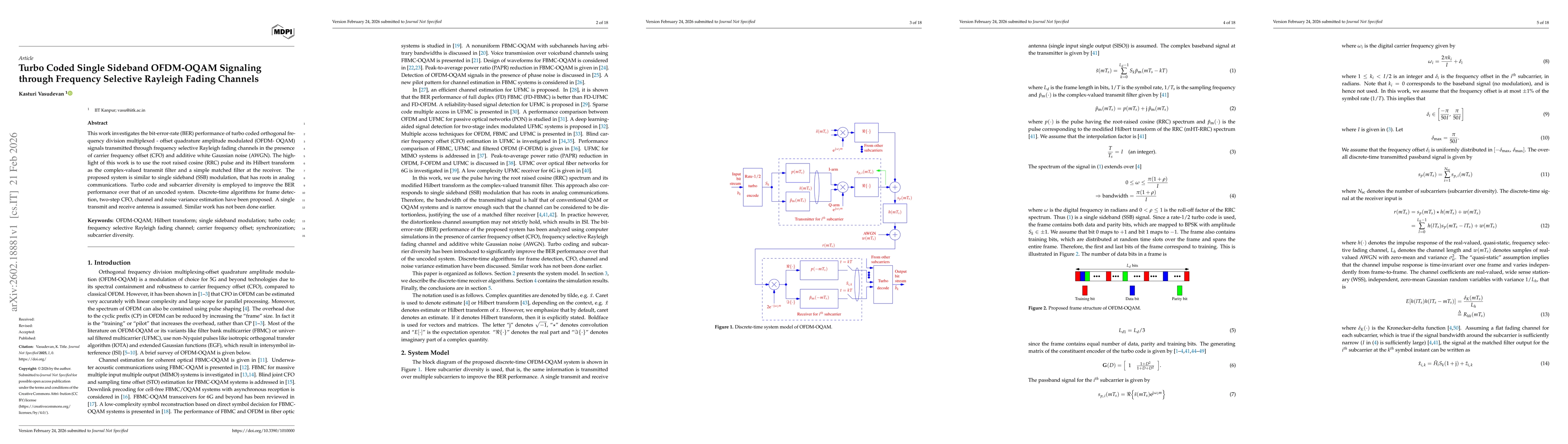 Thumbnail for Turbo Coded Single Sideband OFDM-OQAM Signaling through Frequency Selective Rayleigh Fading Channels