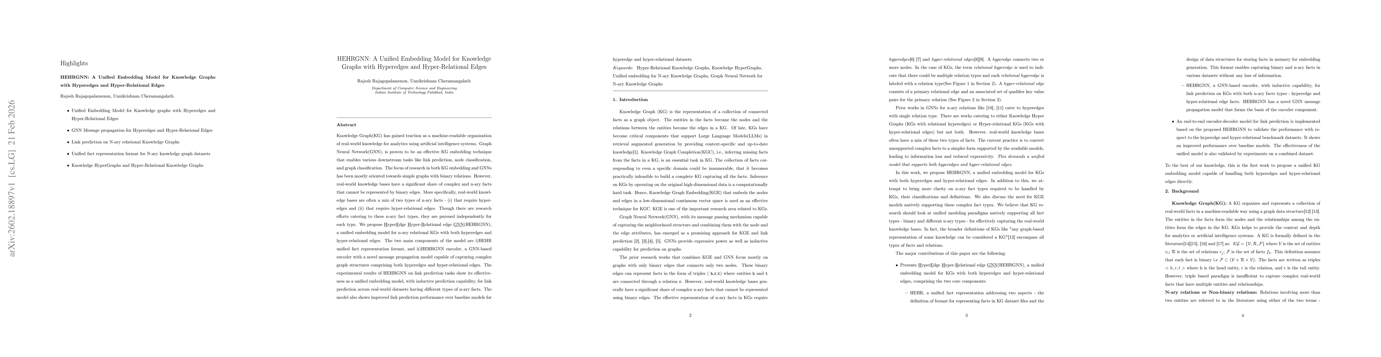 Thumbnail for HEHRGNN: A Unified Embedding Model for Knowledge Graphs with Hyperedges and Hyper-Relational Edges