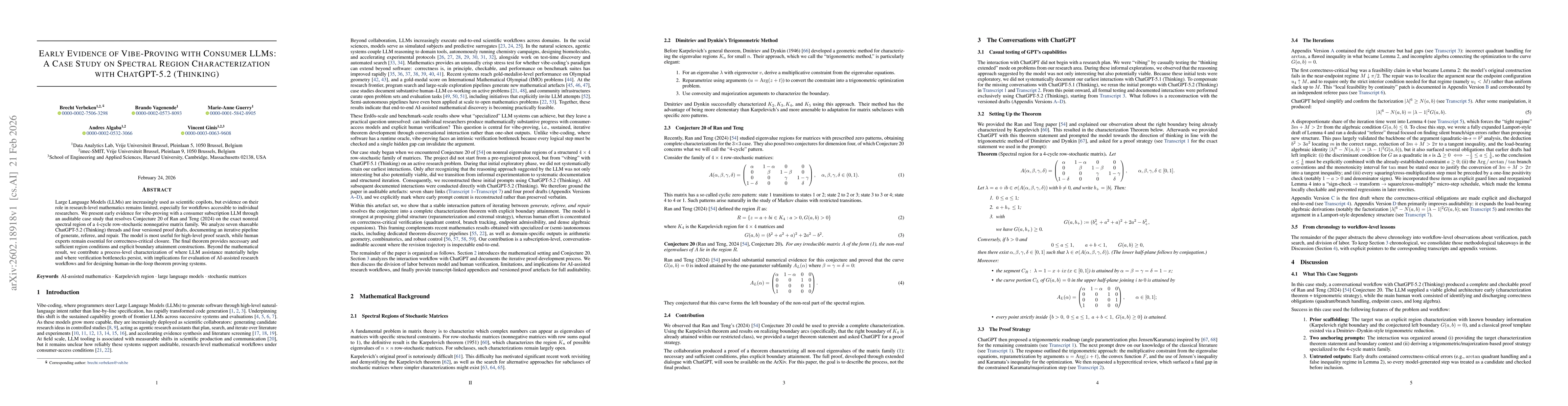 Thumbnail for Early Evidence of Vibe-Proving with Consumer LLMs: A Case Study on Spectral Region Characterization with ChatGPT-5.2 (Thinking)