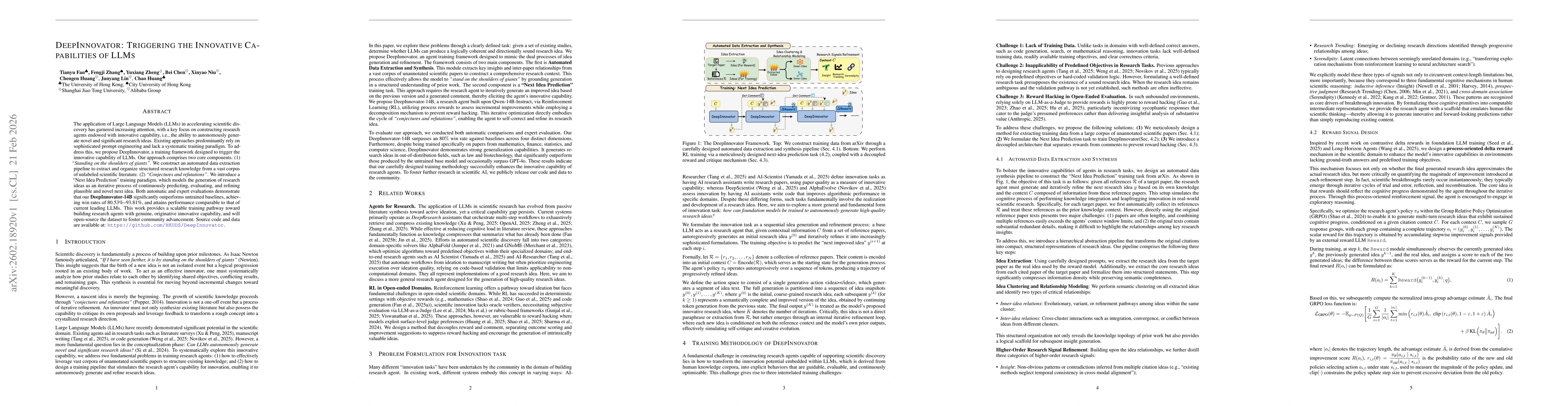 Thumbnail for DeepInnovator: Triggering the Innovative Capabilities of LLMs