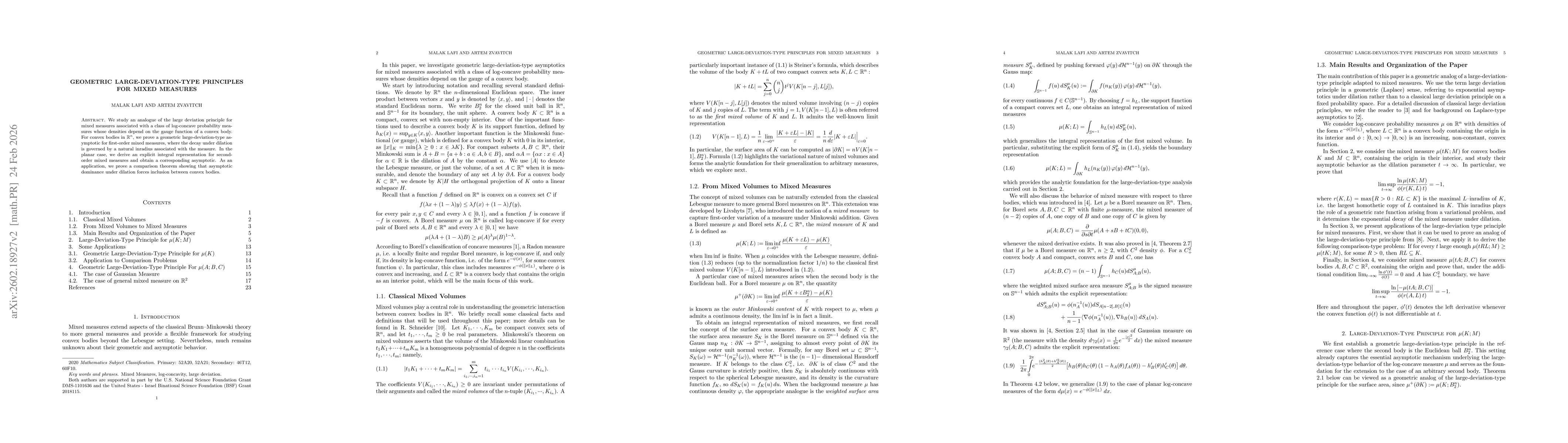 Thumbnail for Geometric Large-Deviation-Type Principles for Mixed Measures