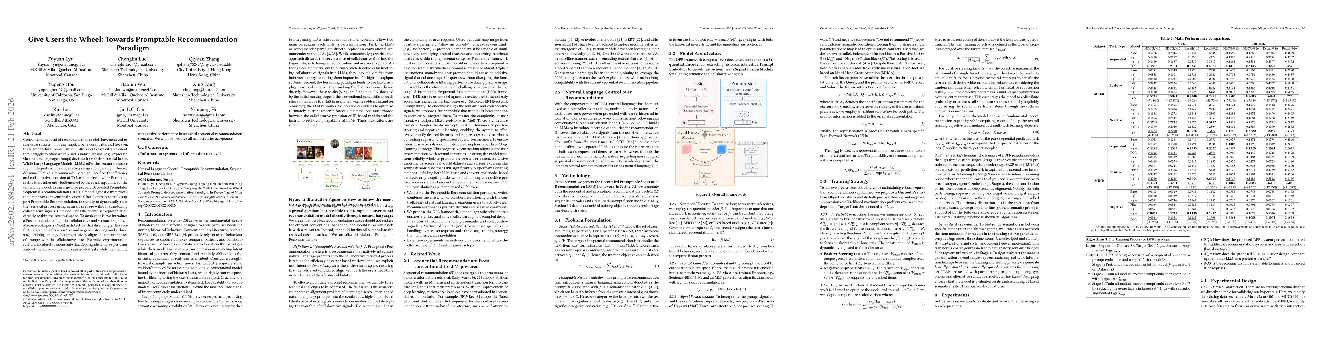 Thumbnail for Give Users the Wheel: Towards Promptable Recommendation Paradigm