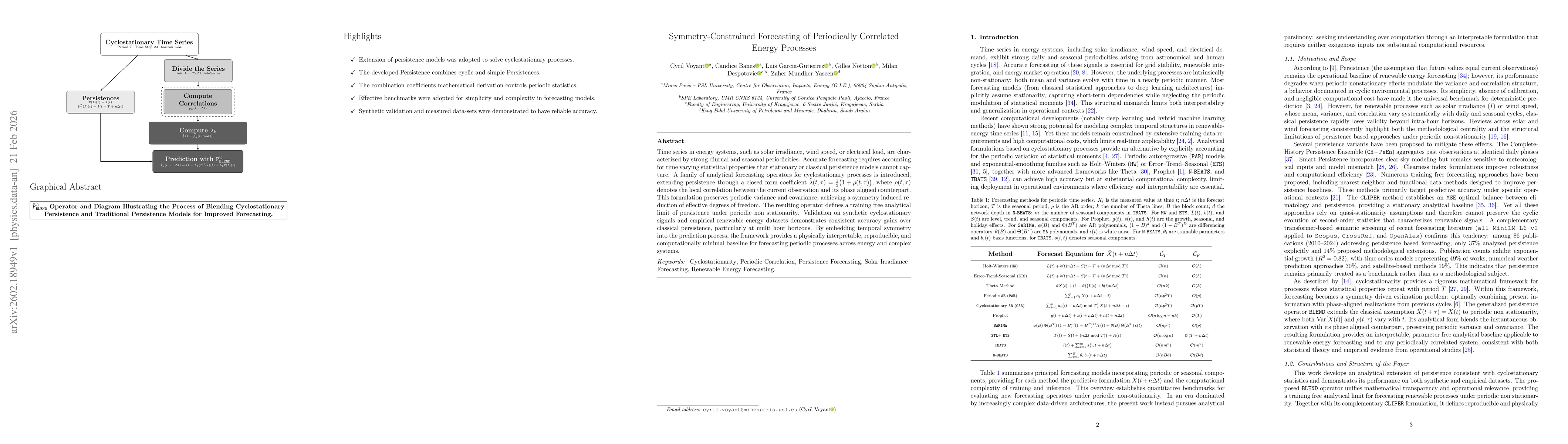 Thumbnail for Symmetry-Constrained Forecasting of Periodically Correlated Energy Processes