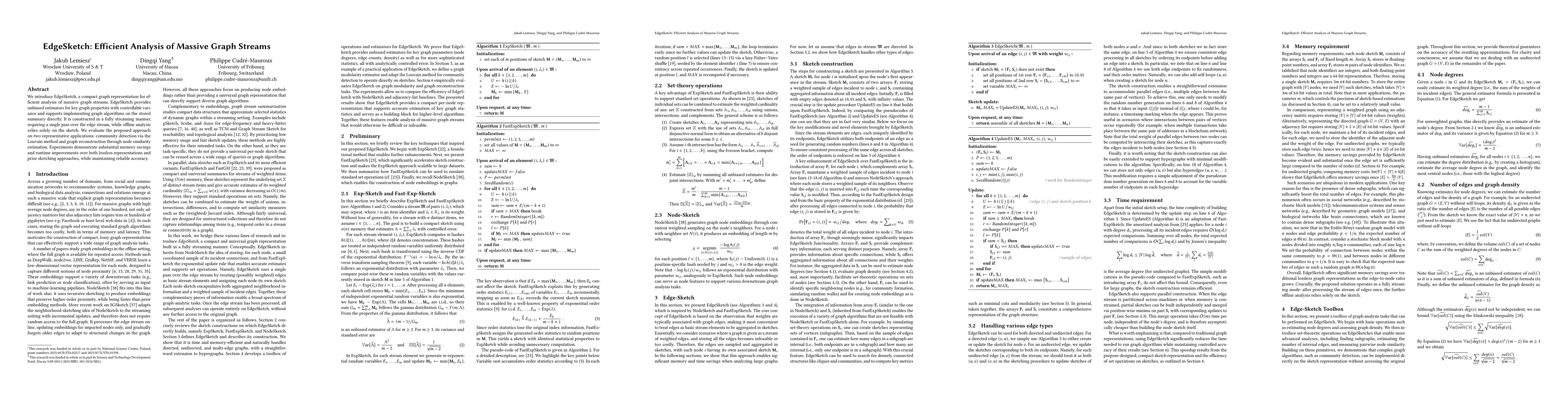 Thumbnail for EdgeSketch: Efficient Analysis of Massive Graph Streams