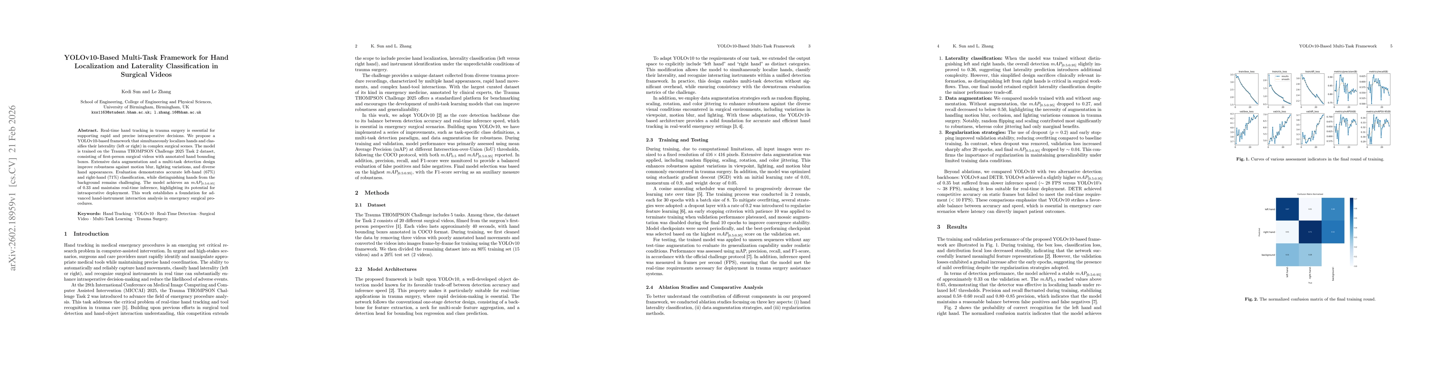 Thumbnail for YOLOv10-Based Multi-Task Framework for Hand Localization and Laterality Classification in Surgical Videos