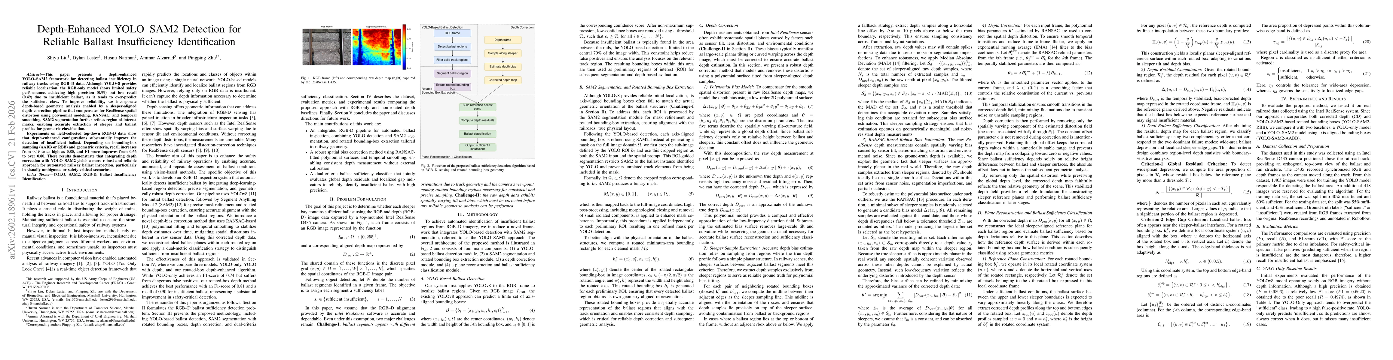 Thumbnail for Depth-Enhanced YOLO-SAM2 Detection for Reliable Ballast Insufficiency Identification