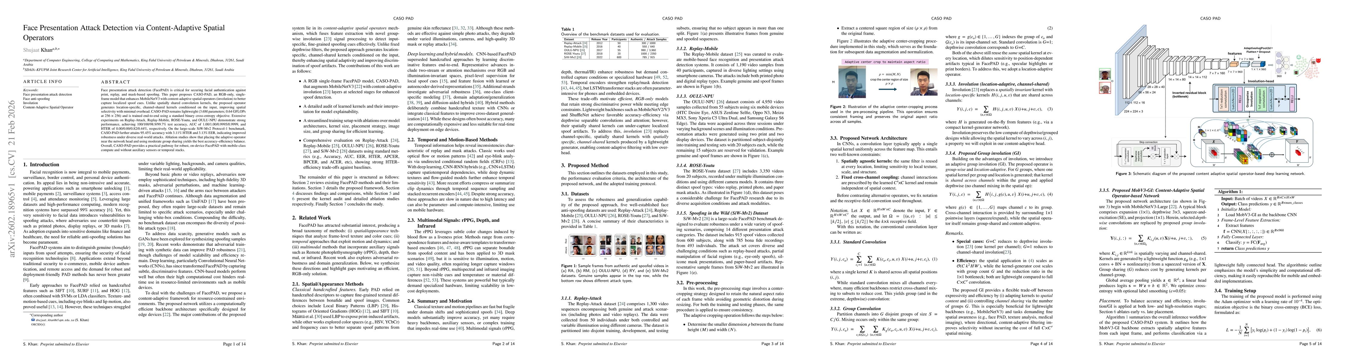 Thumbnail for Face Presentation Attack Detection via Content-Adaptive Spatial Operators
