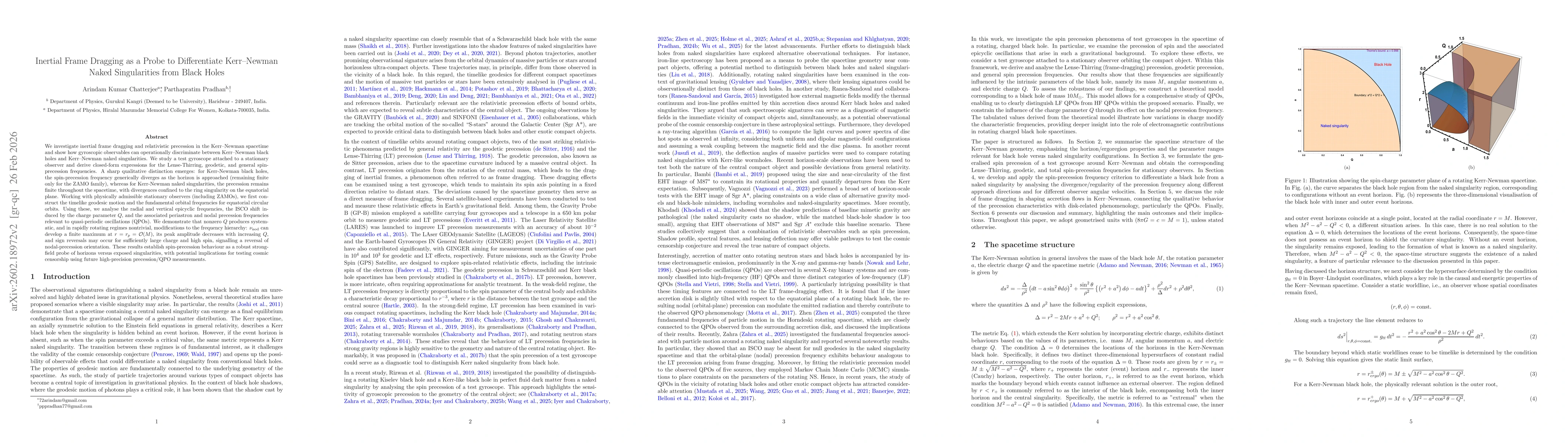Thumbnail for Inertial Frame Dragging as a Probe to Differentiate Kerr-Newman Naked Singularities from Black Holes