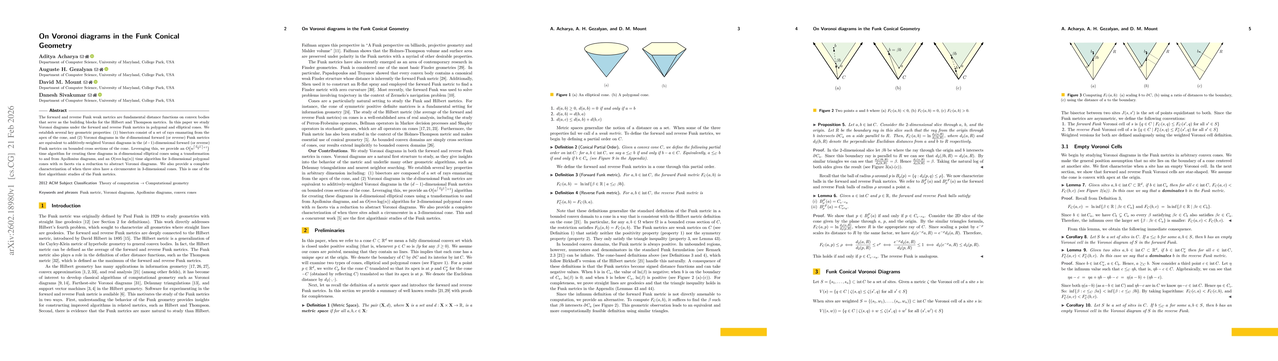 Thumbnail for On Voronoi diagrams in the Funk Conical Geometry