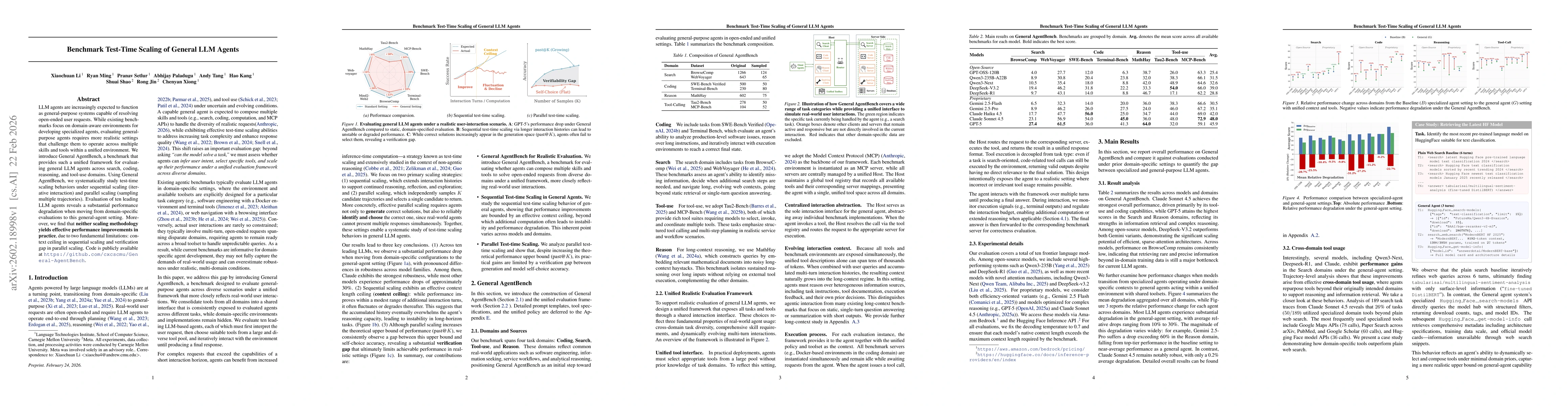 Thumbnail for Benchmark Test-Time Scaling of General LLM Agents