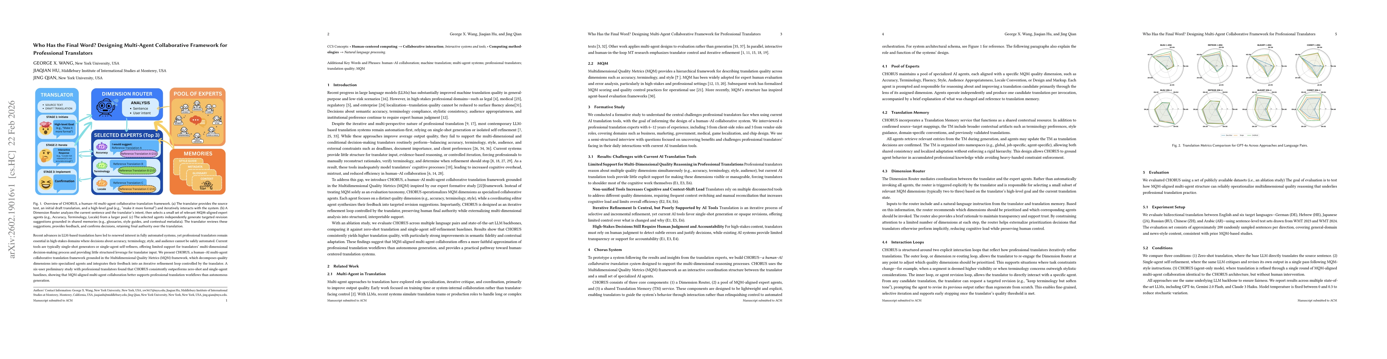 Thumbnail for Who Has the Final Word? Designing Multi-Agent Collaborative Framework for Professional Translators