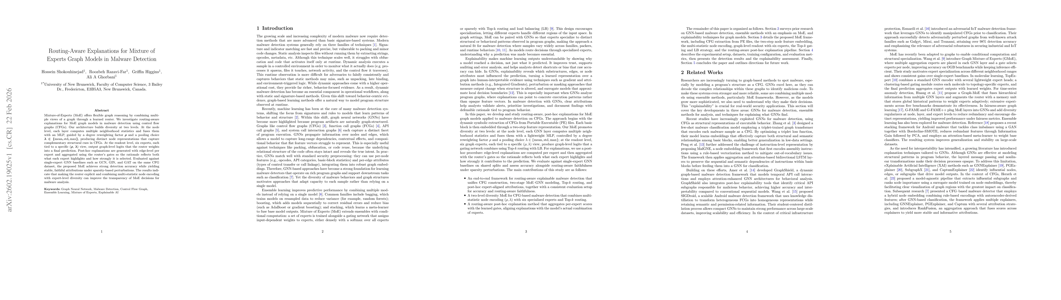 Thumbnail for Routing-Aware Explanations for Mixture of Experts Graph Models in Malware Detection
