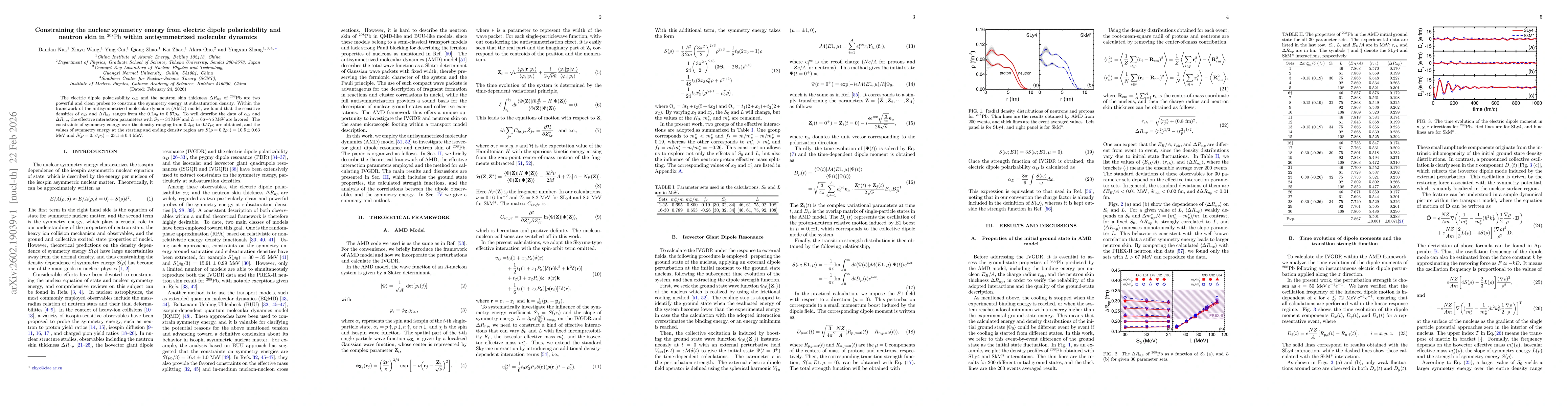 Thumbnail for Constraining the nuclear symmetry energy from electric dipole polarizability and neutron skin in $^{208}\mathrm{Pb}$ within antisymmetrized molecular dynamics
