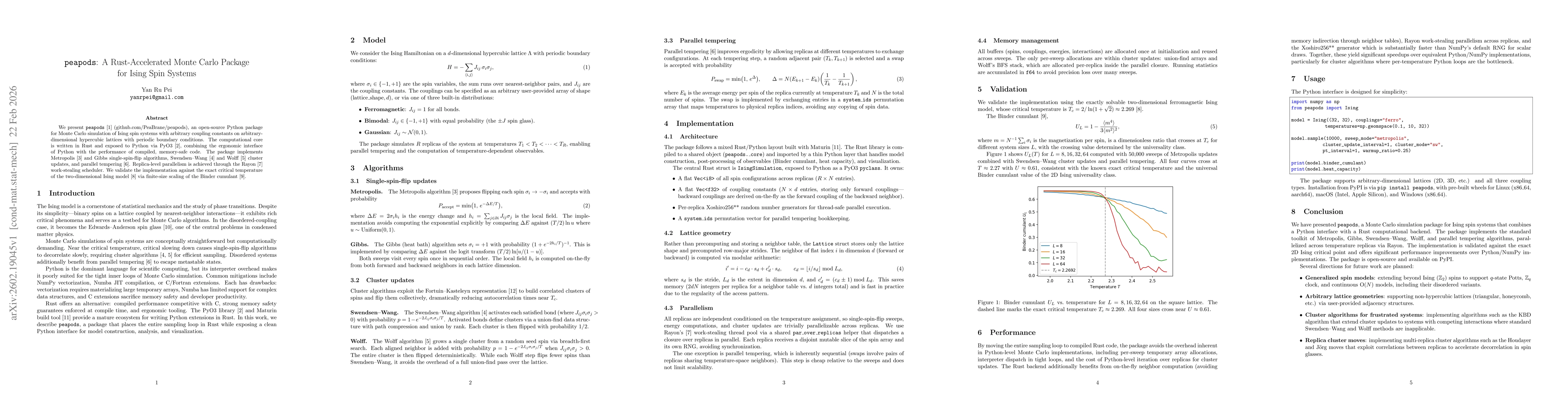 Thumbnail for peapods: A Rust-Accelerated Monte Carlo Package for Ising Spin Systems