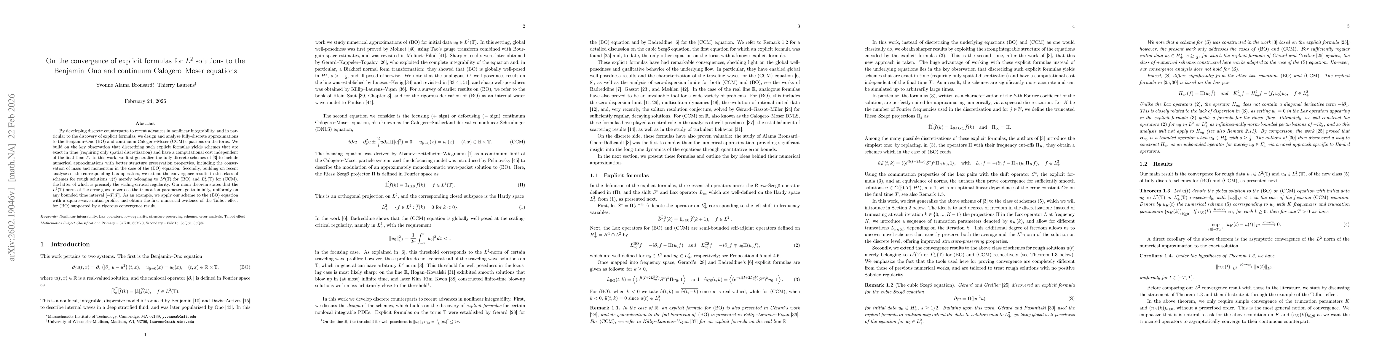 Thumbnail for On the convergence of explicit formulas for $L^2$ solutions to the Benjamin-Ono and continuum Calogero-Moser equations