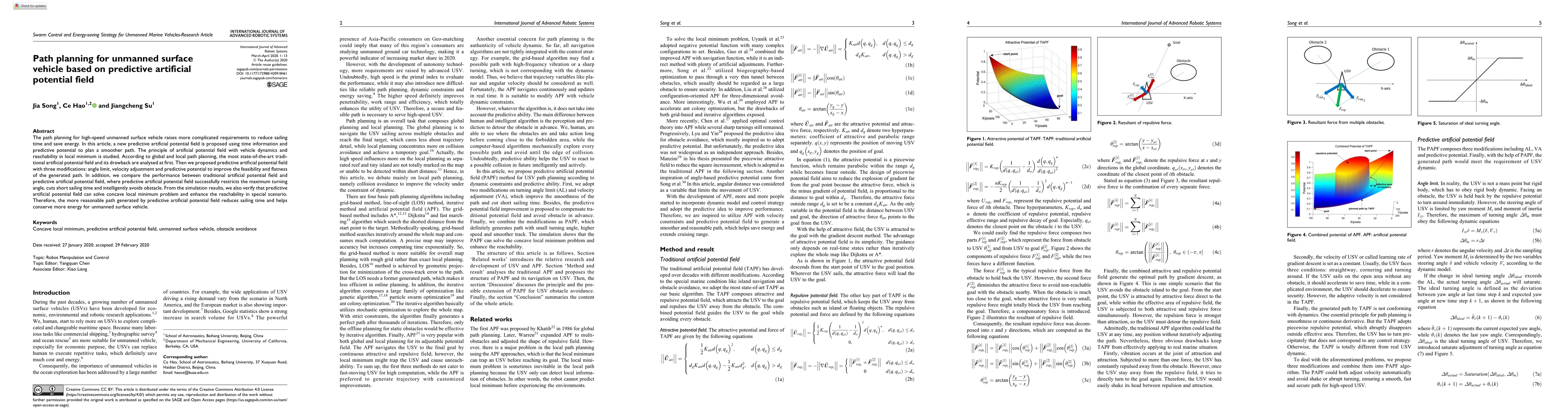 Thumbnail for Path planning for unmanned surface vehicle based on predictive artificial potential field. International Journal of Advanced Robotic Systems