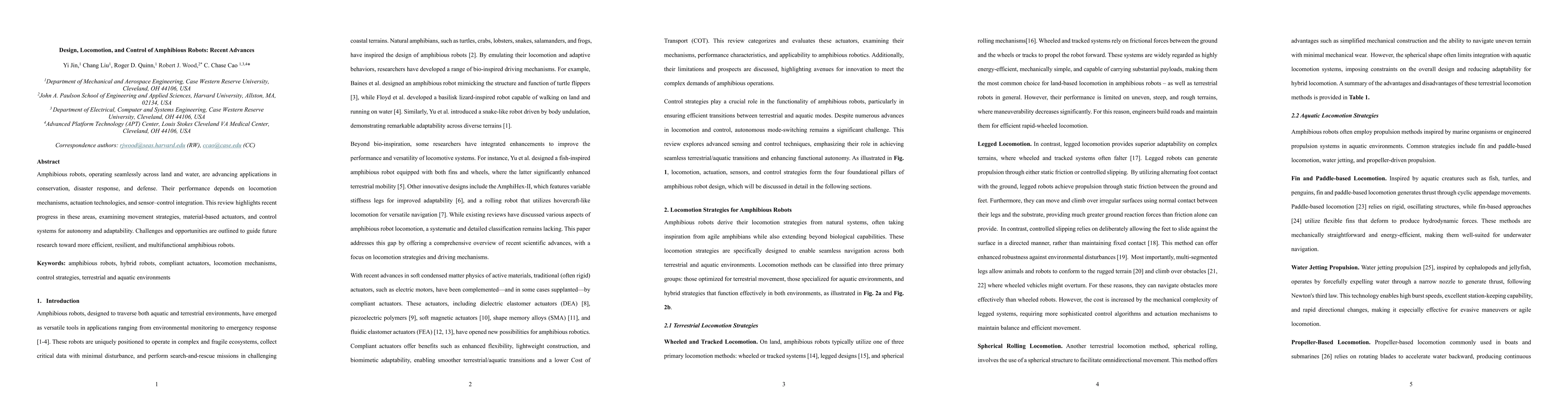 Thumbnail for Design, Locomotion, and Control of Amphibious Robots: Recent Advances