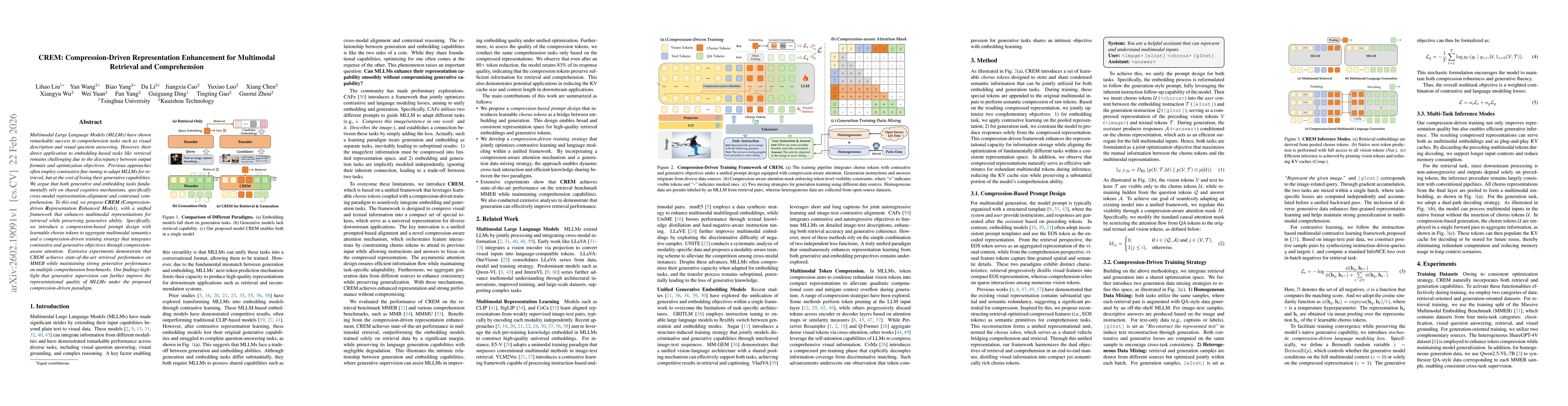 Thumbnail for CREM: Compression-Driven Representation Enhancement for Multimodal Retrieval and Comprehension