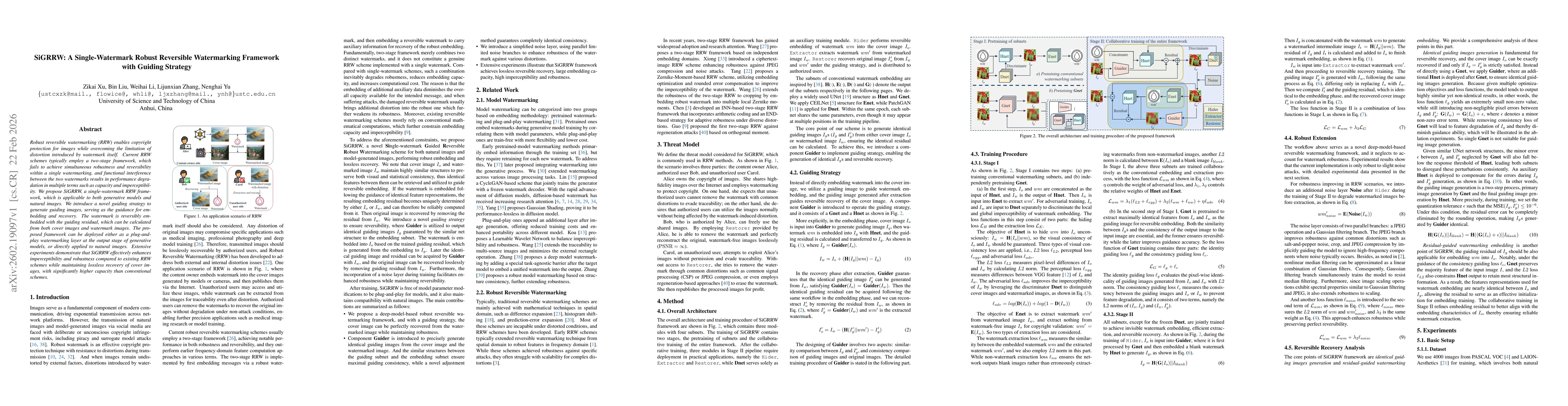 Thumbnail for SiGRRW: A Single-Watermark Robust Reversible Watermarking Framework with Guiding Strategy