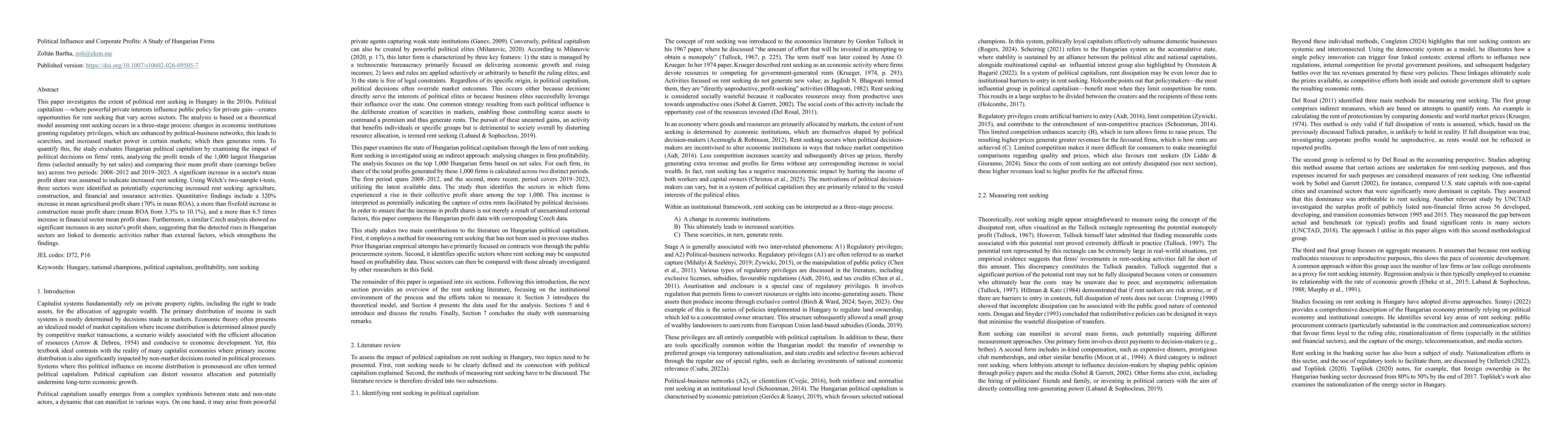 Thumbnail for Political influence and corporate profits: a study of Hungarian firms