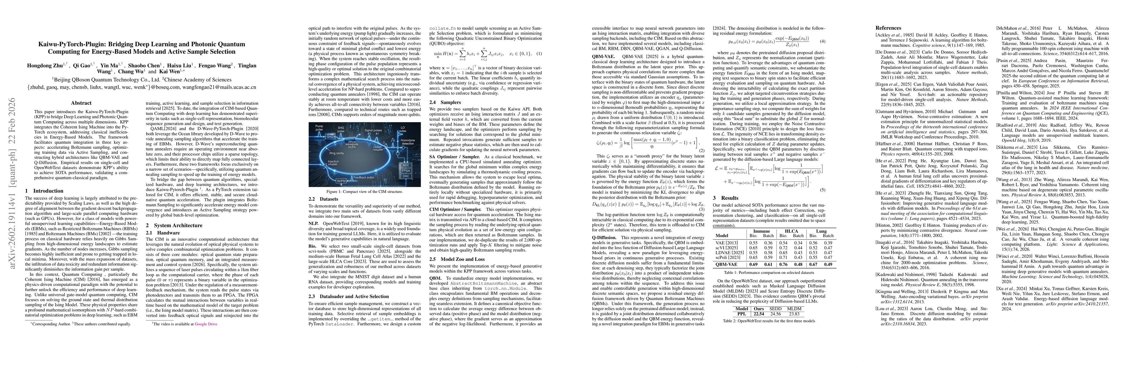 Thumbnail for Kaiwu-PyTorch-Plugin: Bridging Deep Learning and Photonic Quantum Computing for Energy-Based Models and Active Sample Selection