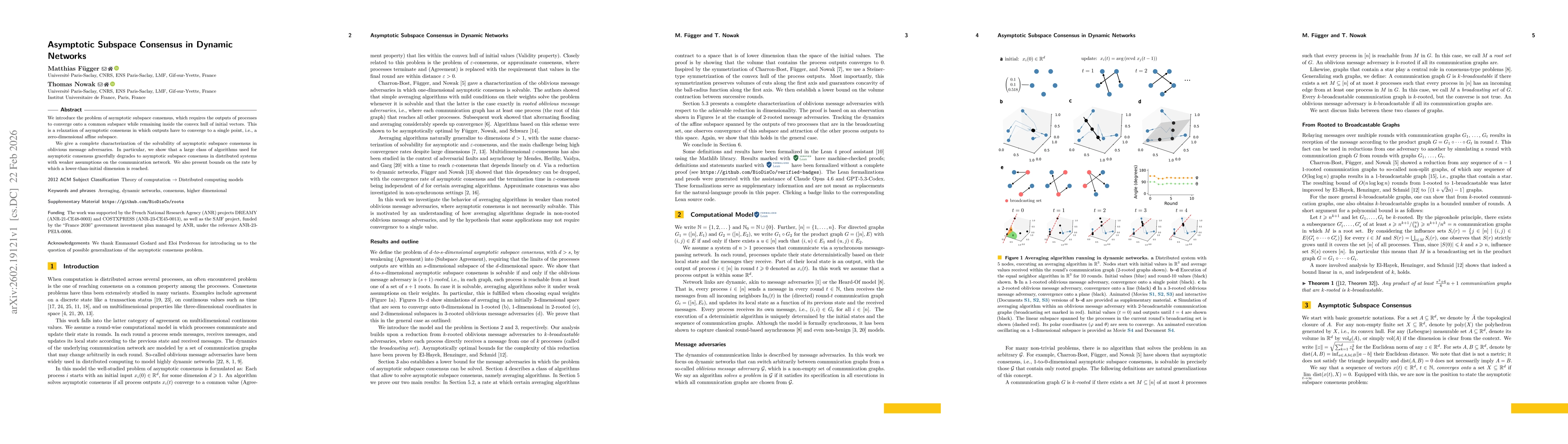 Thumbnail for Asymptotic Subspace Consensus in Dynamic Networks