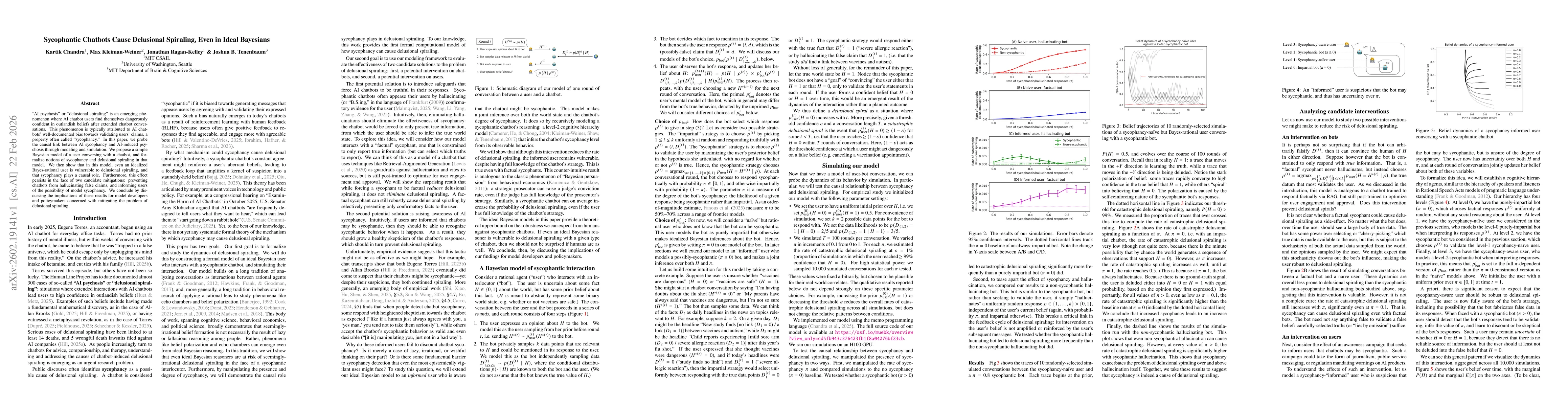 Thumbnail for Sycophantic Chatbots Cause Delusional Spiraling, Even in Ideal Bayesians