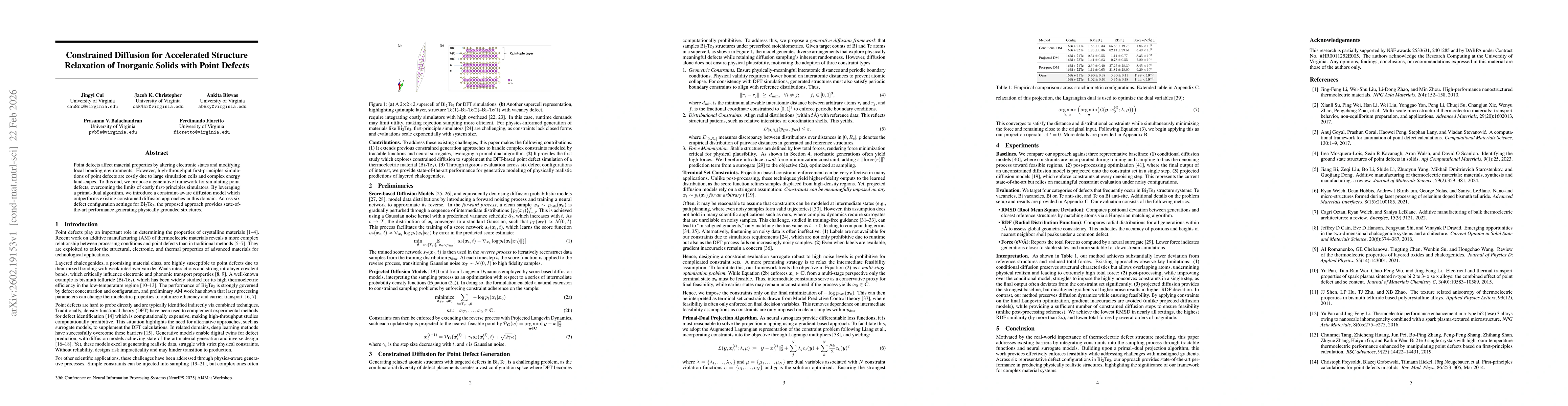 Thumbnail for Constrained Diffusion for Accelerated Structure Relaxation of Inorganic Solids with Point Defects