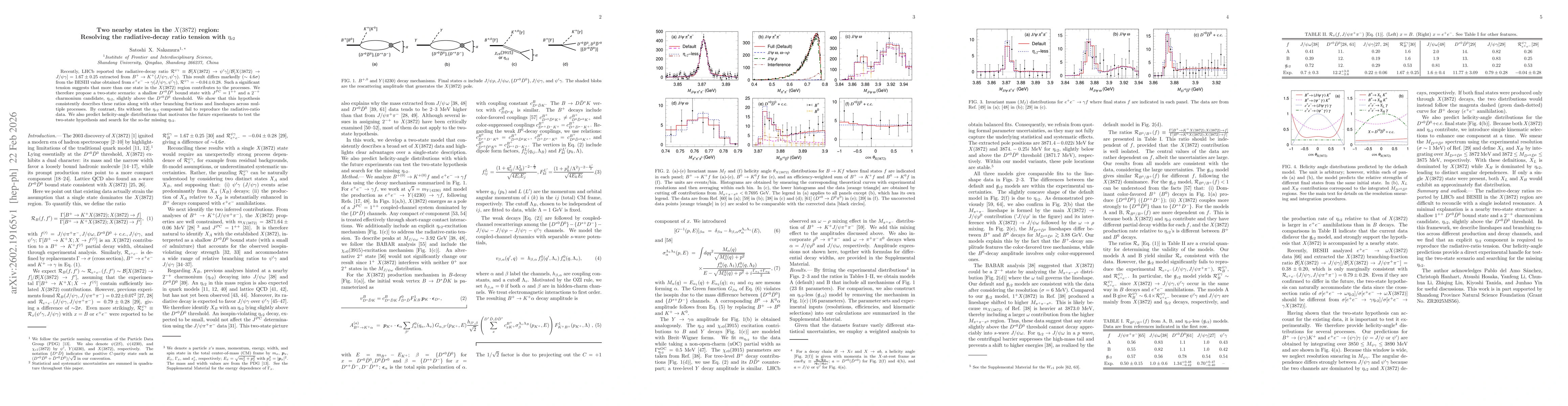 Thumbnail for Two nearby states in the $X(3872)$ region: Resolving the radiative-decay ratio tension with $η_{c2}$