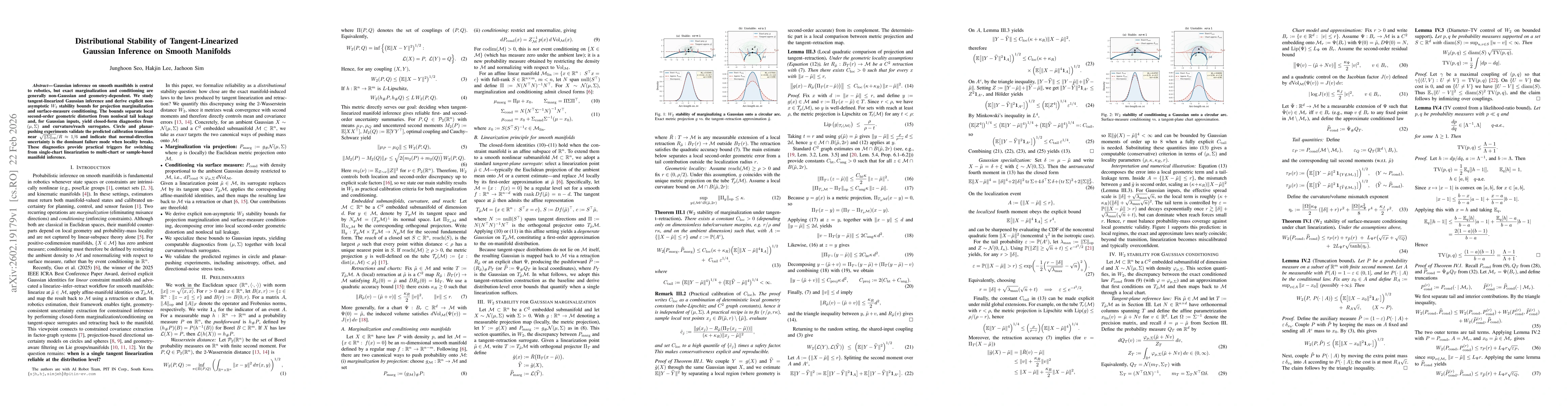 Thumbnail for Distributional Stability of Tangent-Linearized Gaussian Inference on Smooth Manifolds