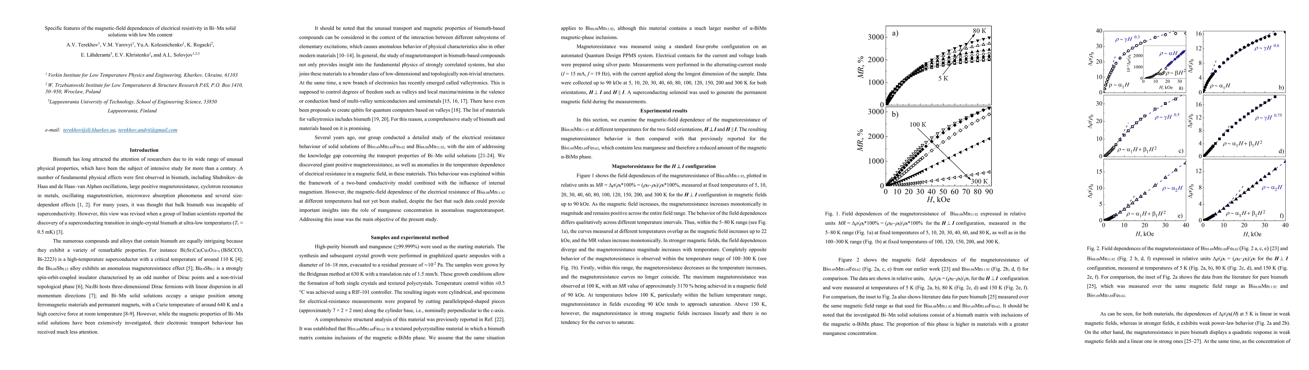 Thumbnail for Specific features of the magnetic-field dependences of electrical resistivity in Bi--Mn solid solutions with low Mn content