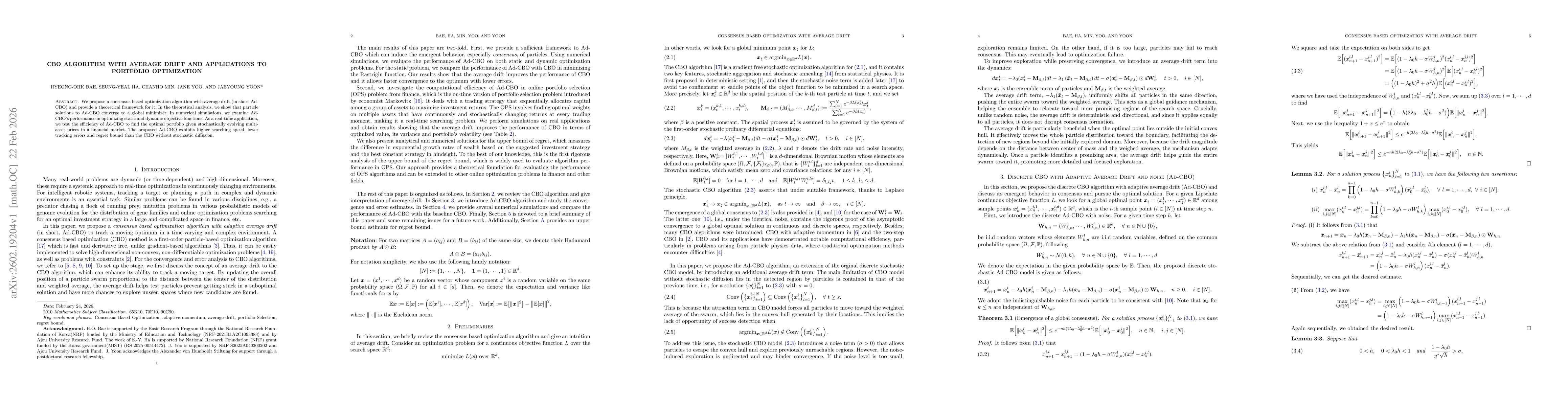 Thumbnail for CBO algorithm with average drift and applications to portfolio optimization