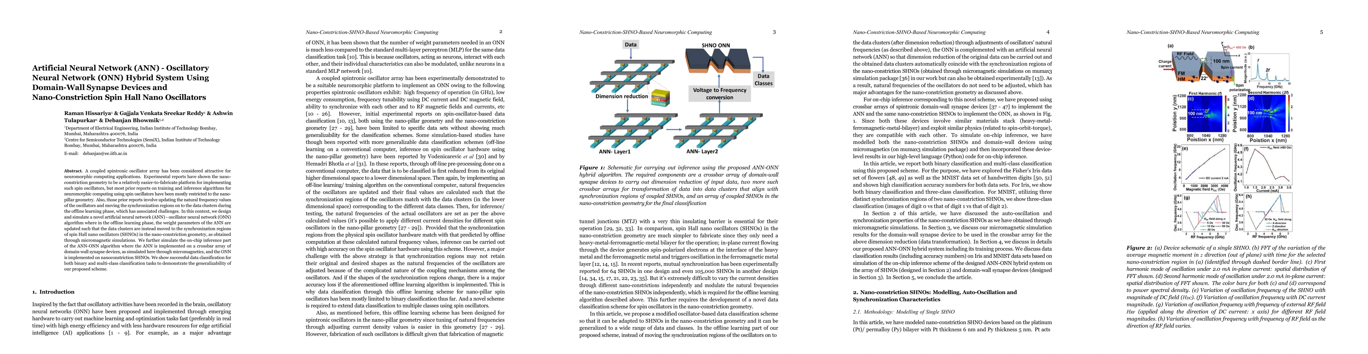 Thumbnail for Artificial Neural Network (ANN) -- Oscillatory Neural Network (ONN) Hybrid System Using Domain-Wall Synapse Devices and Nano-Constriction Spin Hall Nano Oscillators