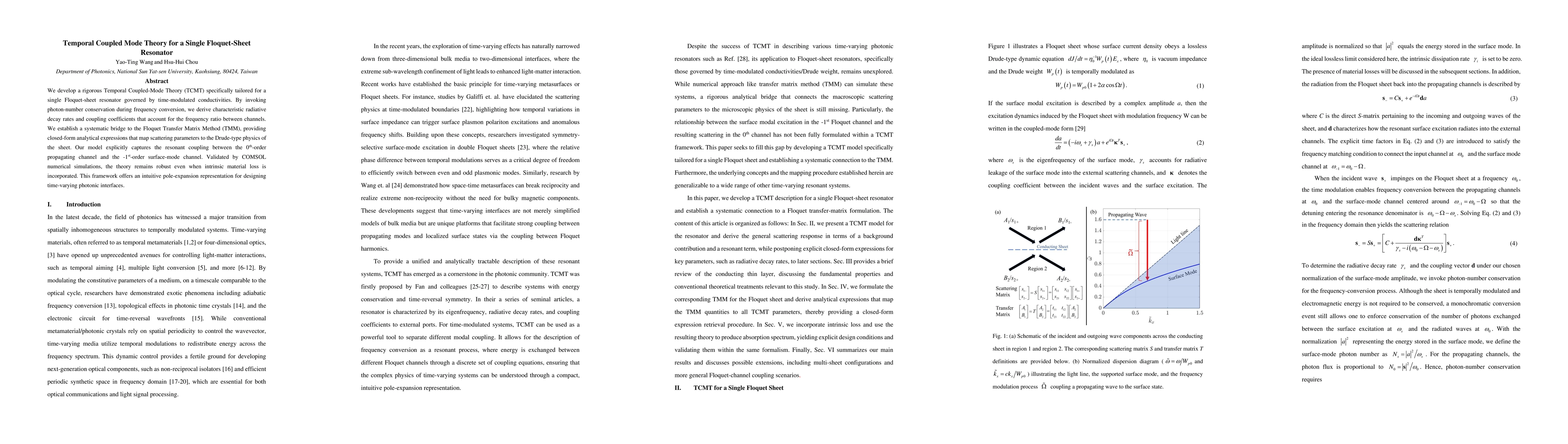 Thumbnail for Temporal Coupled Mode Theory for a Single Floquet-Sheet Resonator