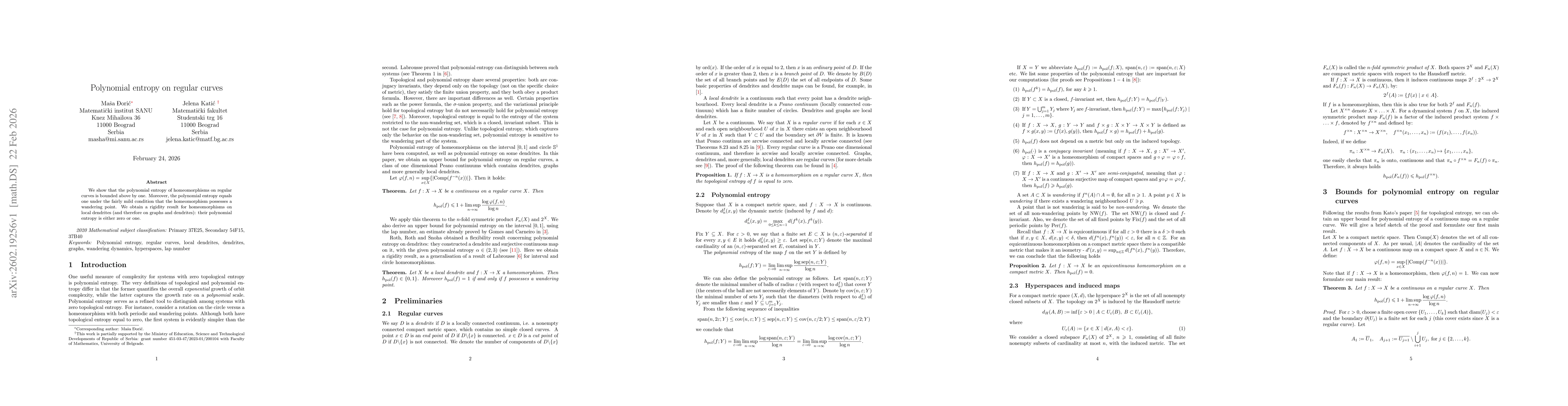 Thumbnail for Polynomial entropy on regular curves