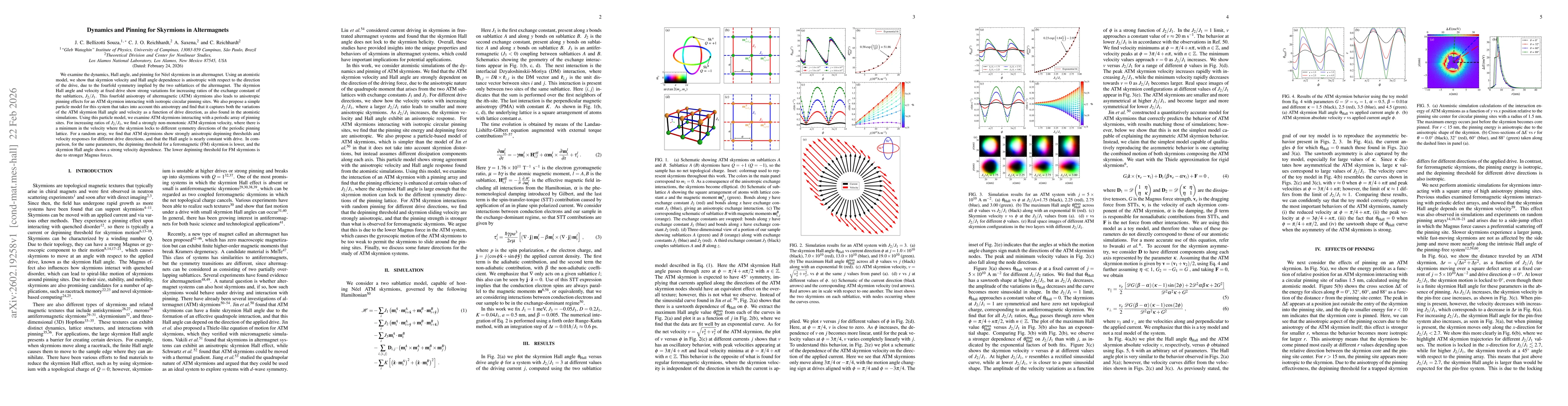 Thumbnail for Dynamics and Pinning for Skyrmions in Altermagnets