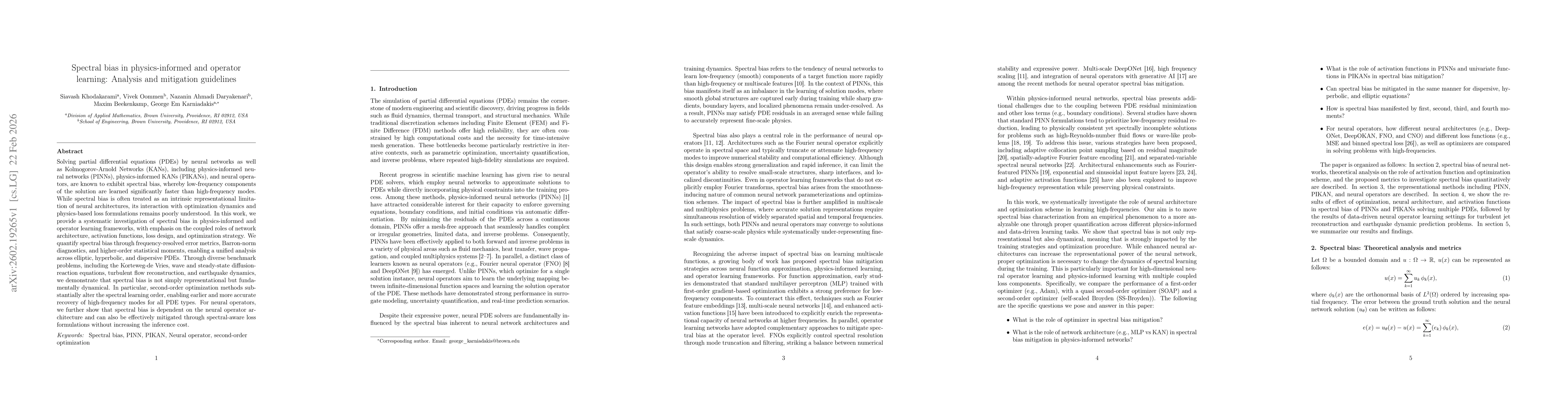 Thumbnail for Spectral bias in physics-informed and operator learning: Analysis and mitigation guidelines