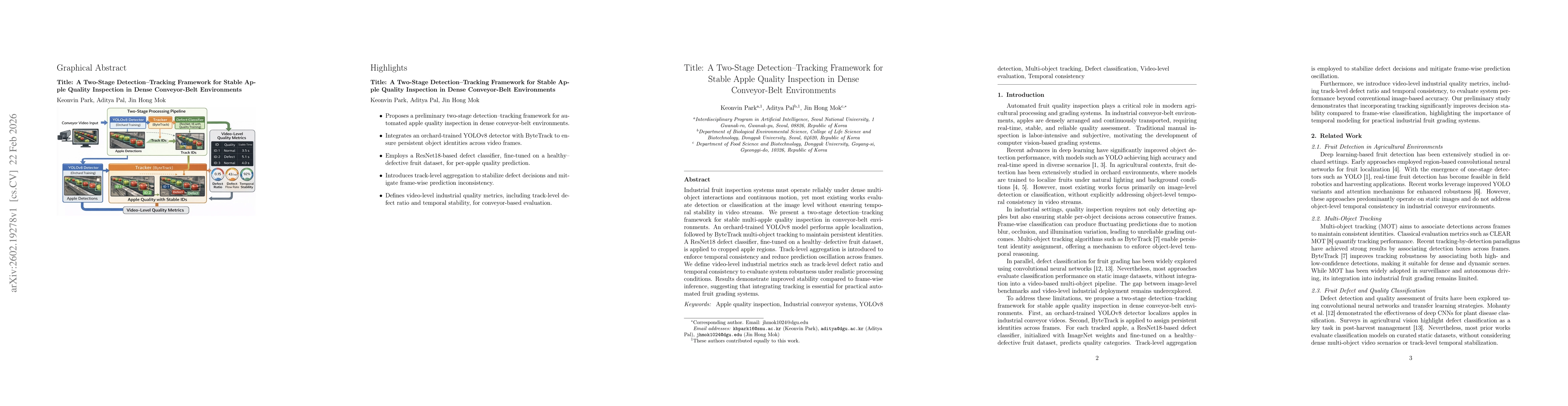 Thumbnail for A Two-Stage Detection-Tracking Framework for Stable Apple Quality Inspection in Dense Conveyor-Belt Environments