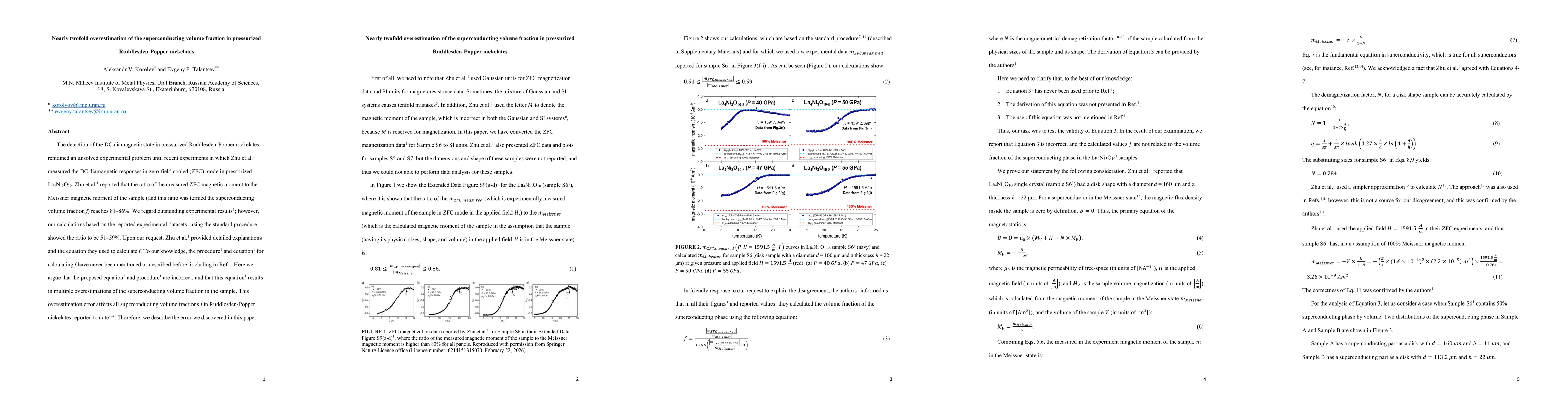 Thumbnail for Nearly twofold overestimation of the superconducting volume fraction in pressurized Ruddlesden-Popper nickelates