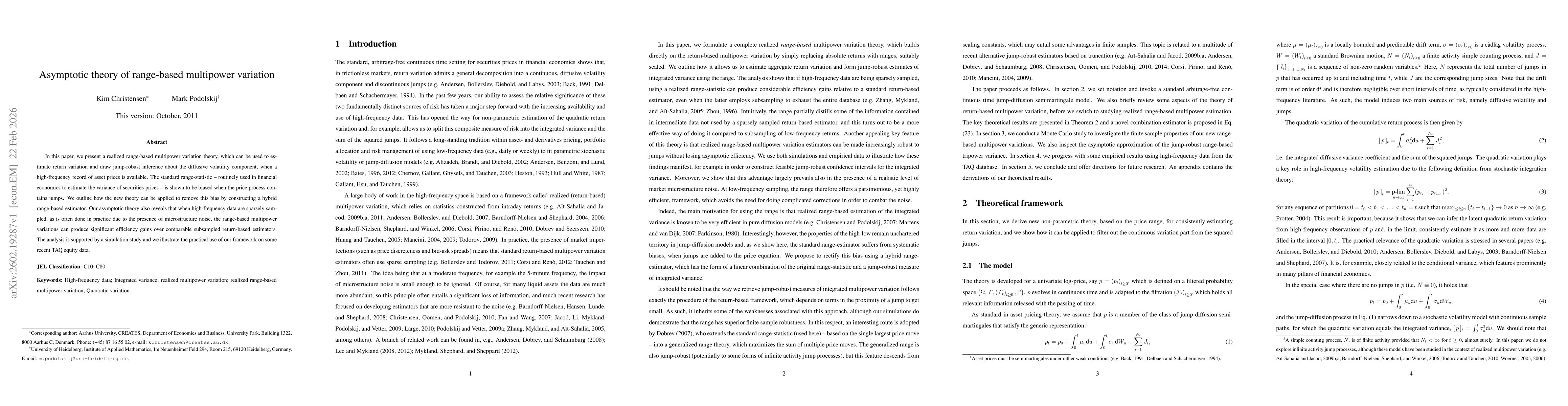 Thumbnail for Asymptotic theory of range-based multipower variation