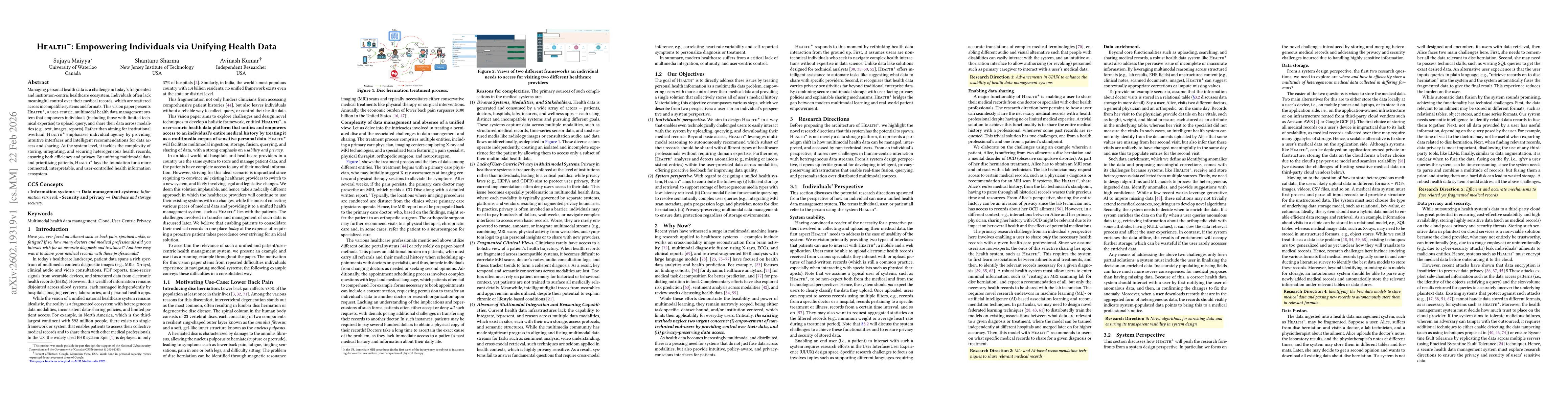 Thumbnail for Health+: Empowering Individuals via Unifying Health Data
